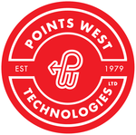 Red circular logo with