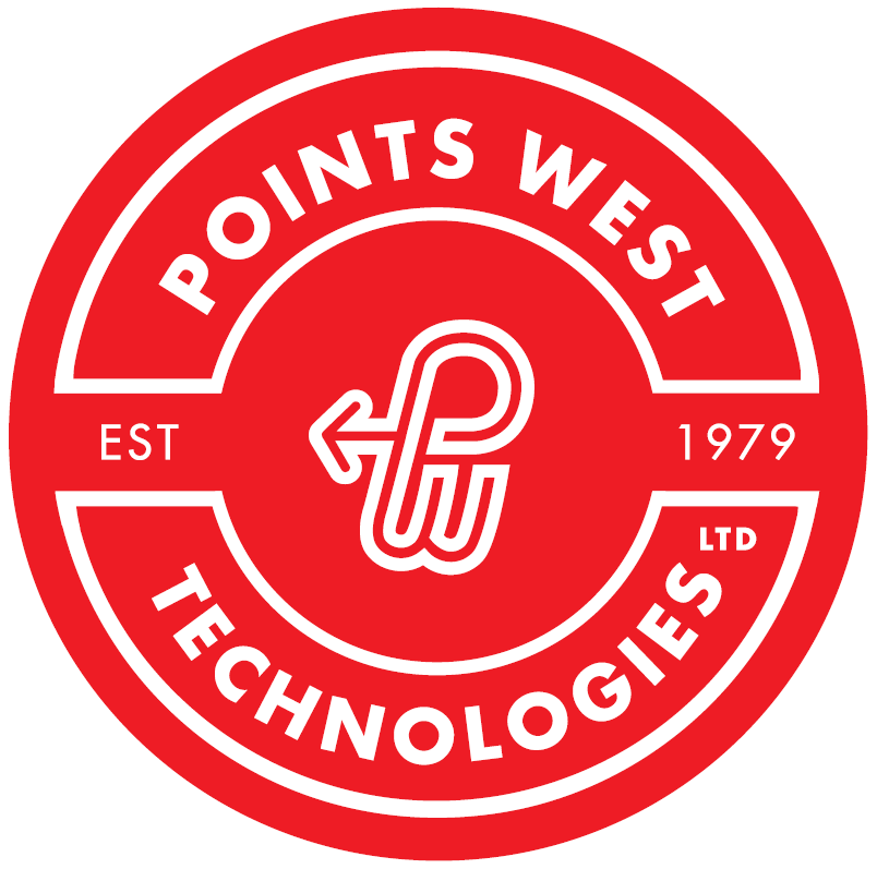 Red circular logo with