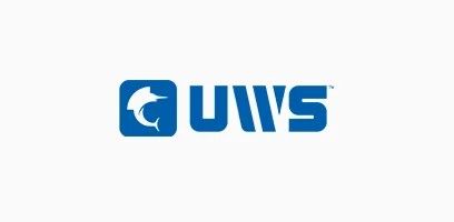 Blue UWS logo with a white dolphin icon on a white background