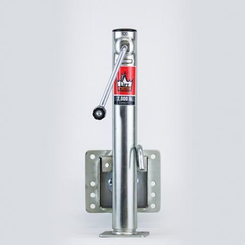 Metal retractable security post with a locking pin and mounting bracket, shown on a white background