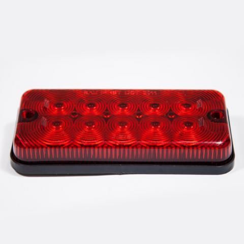 Red rectangular LED light bar on a white background