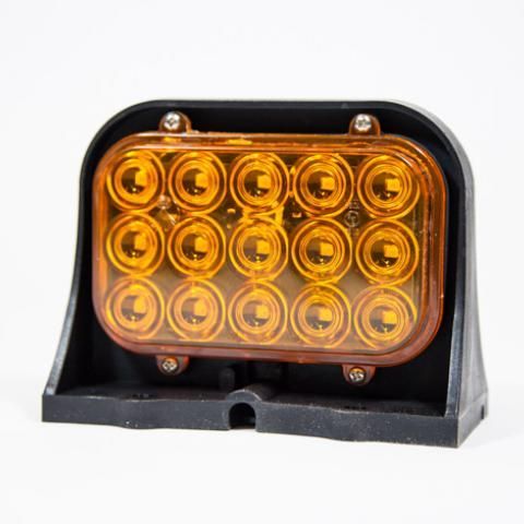 Amber LED light panel in a black housing with rounded corners