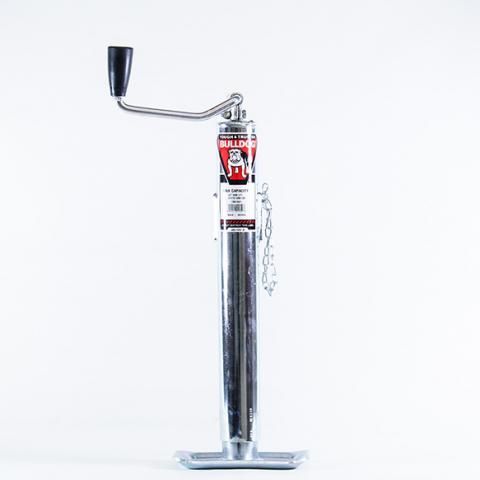 Silver hand-crank pencil sharpener mounted on a stand, isolated on a white background