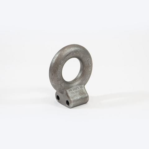 Metal lifting eye bolt on a white background