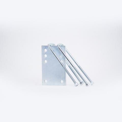 Metal folding luggage rack with chrome bars and white side panel on a light background