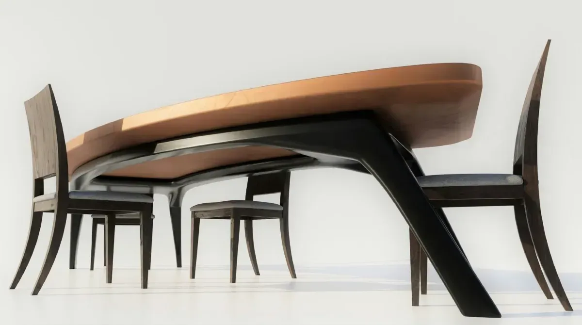 Live-edge wood coffee table with turquoise resin inlay and black metal legs indoors