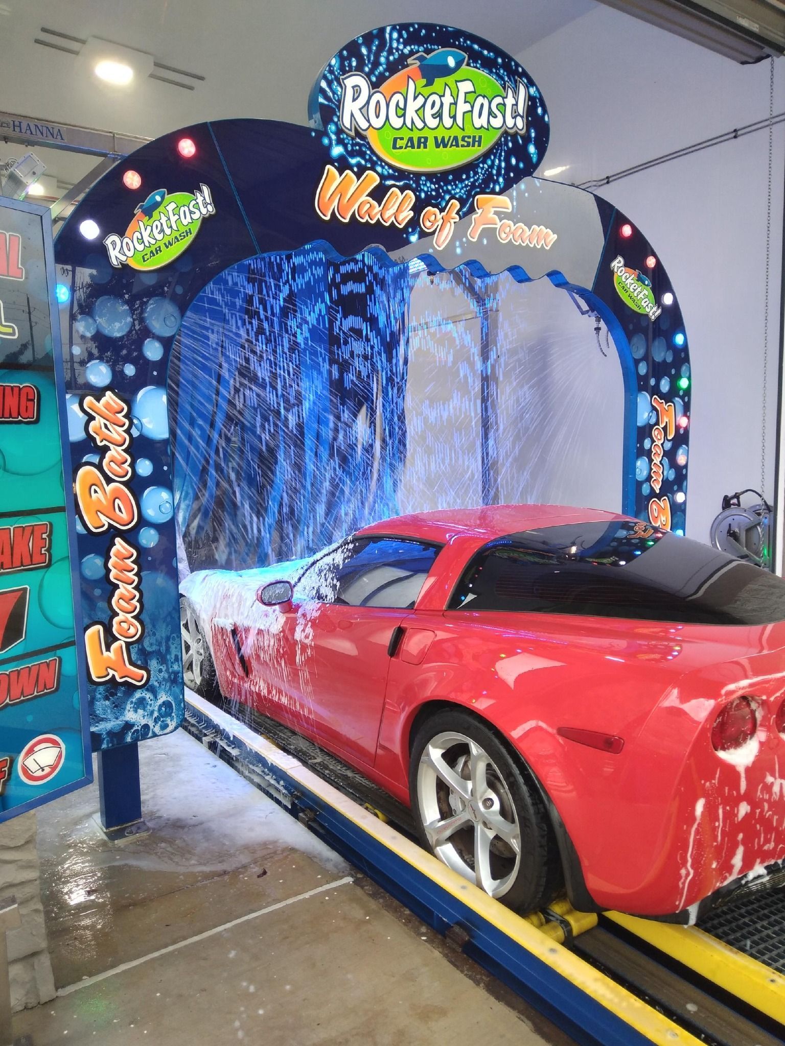 Sports car at carwash entrance