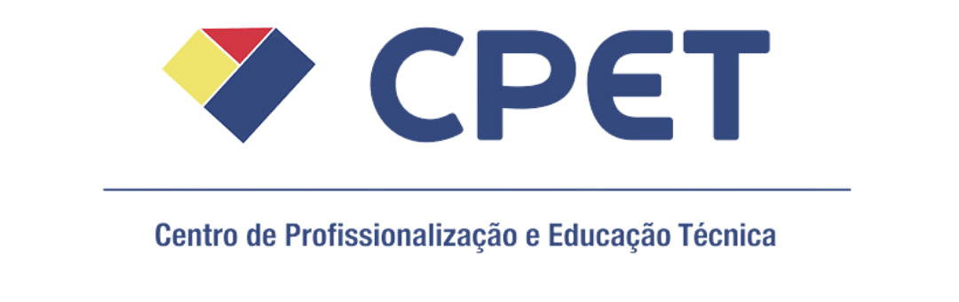 Logotipo do CPET, com um ícone em forma de diamante azul e o texto 