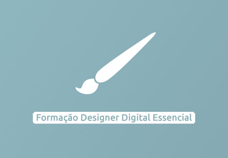 Ícone de pincel branco com o texto