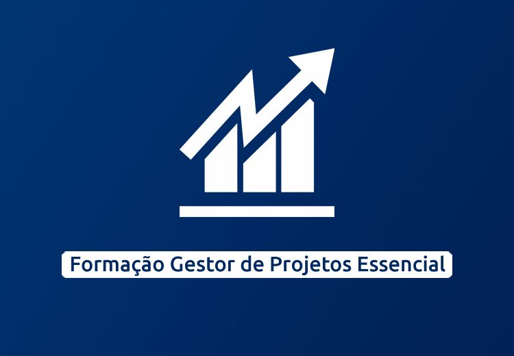 White graphic of upward trending chart with arrow, on a blue background. Text