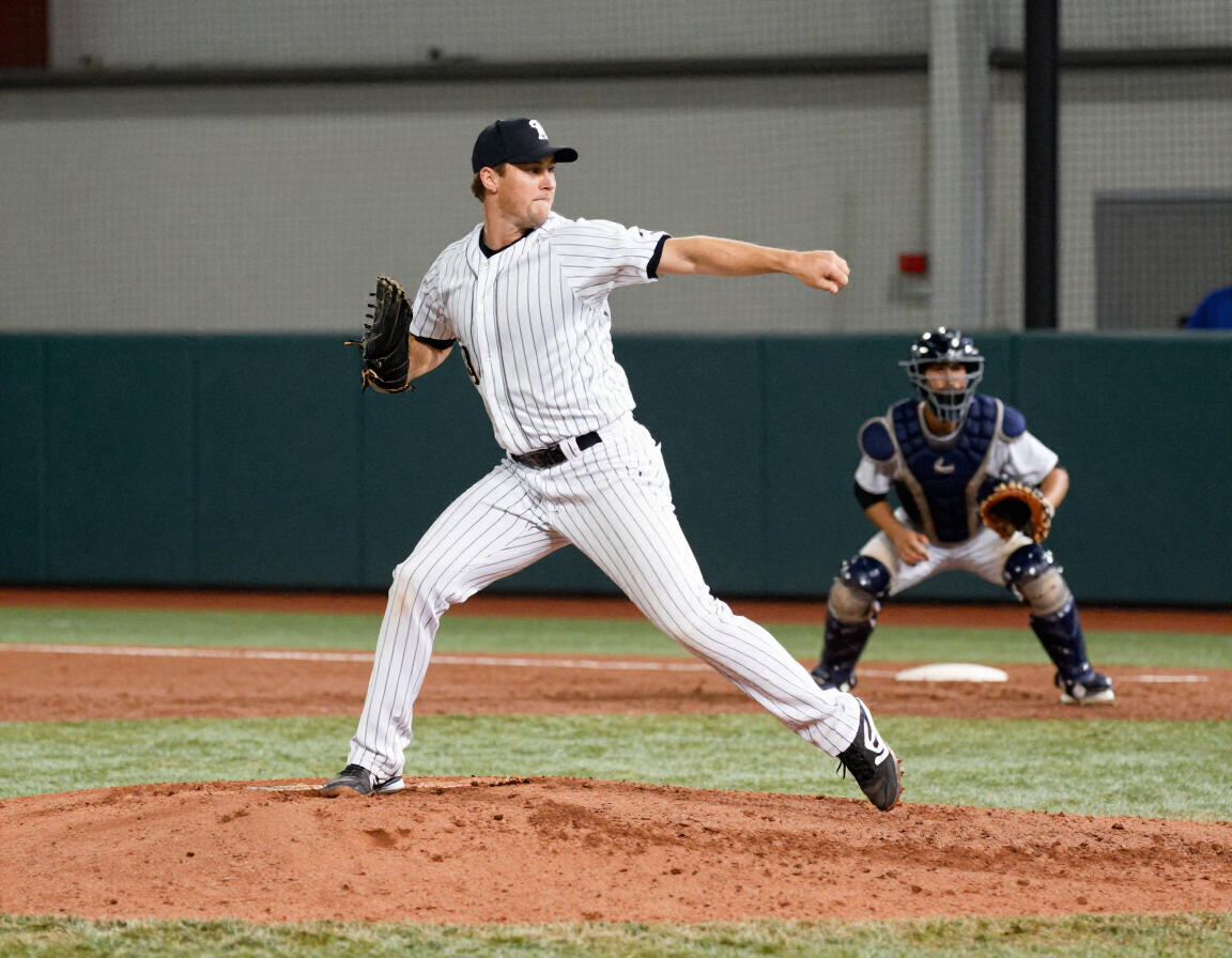 Pitcher on bullpen mound with catcher