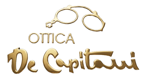 Logo di occhiali dorati con la scritta