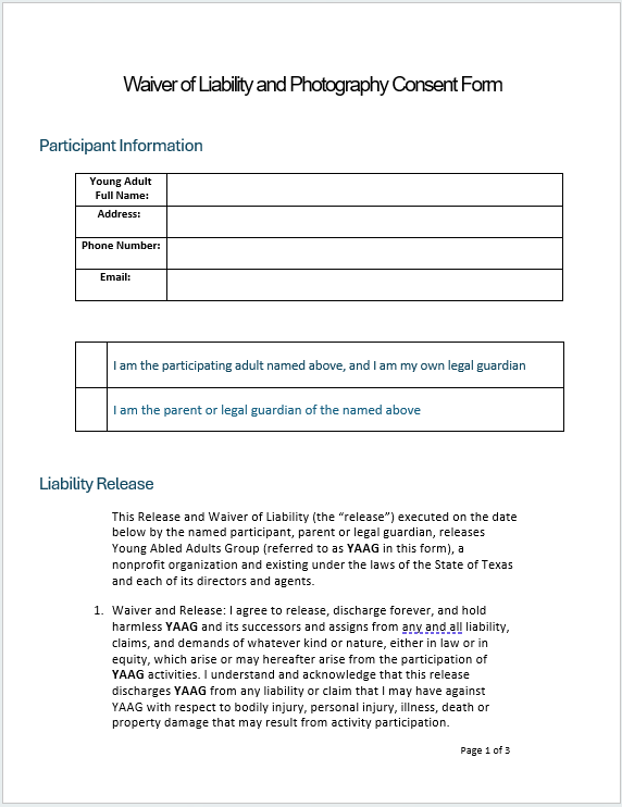 Photo and Video Consent Form