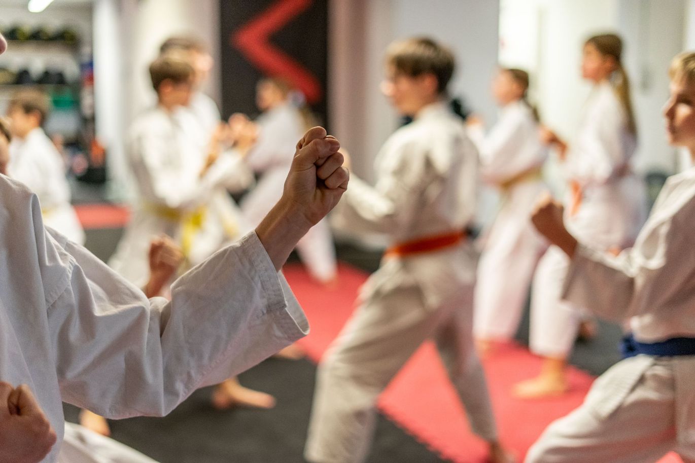 Kampfhaltung mehrere Karateka