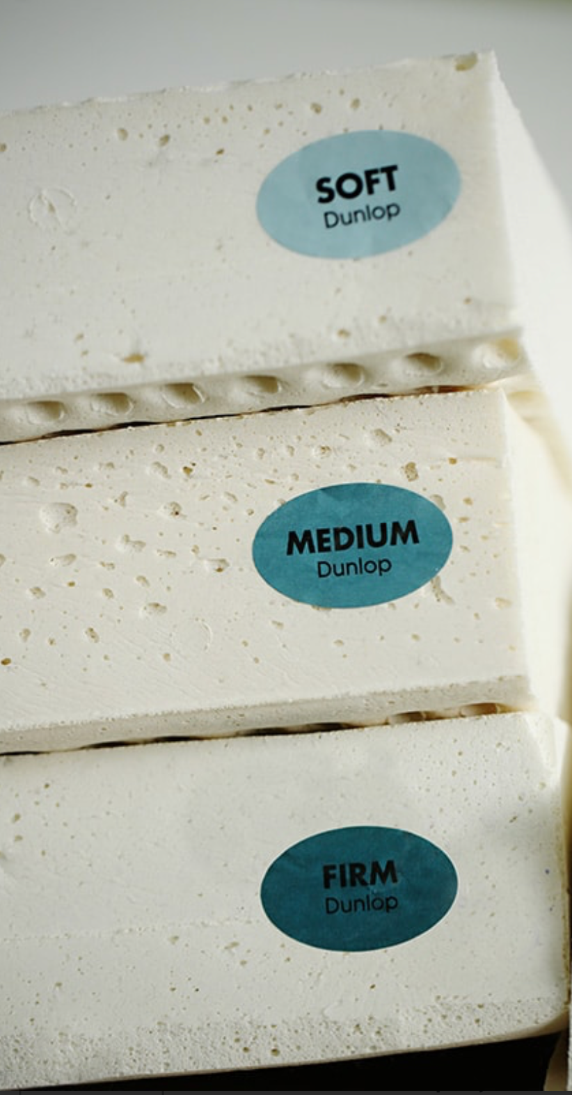 Image shows the 3 firmness levels of the Savvy Mattress.