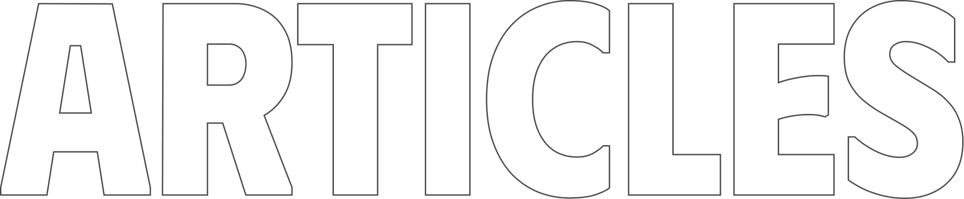 Outlined word “ARTICLES” in large white letters on a light background.