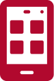 Red smartphone icon with white app grid on the screen