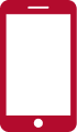 Red smartphone icon with a blank white screen, speaker slot, and home button.