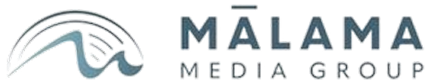 MĀLAMA Media Group logo with teal wave icon and gray text