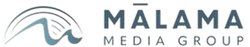 MĀLAMA Media Group logo with teal wave icon and gray text