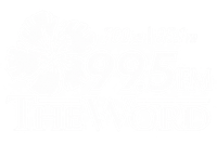 Logo for 99.5 FM The Word with red hibiscus and blue text, showing 760 AM and 95.1 FM