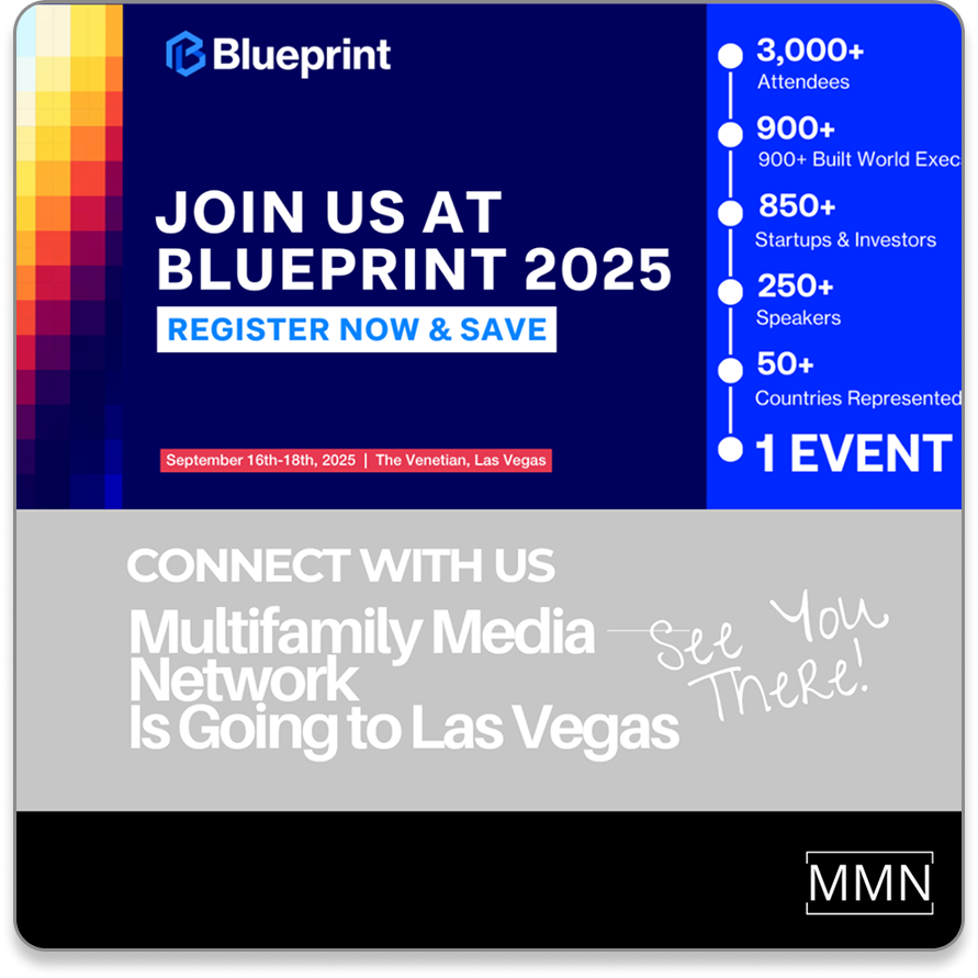 Blueprint 2025 conference advertisement. Features event details, including location in Las Vegas, and promotion by MMN