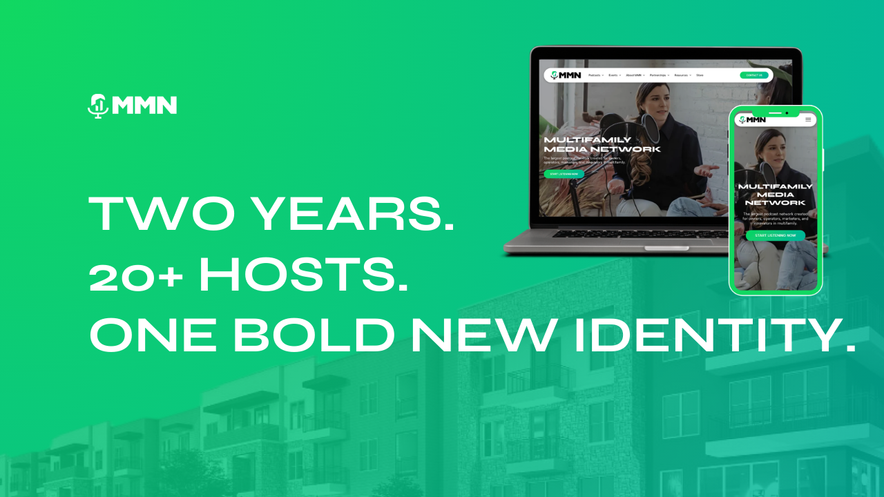 MNN logo with laptop and phone mockups showcasing a new website design. Green background with text.