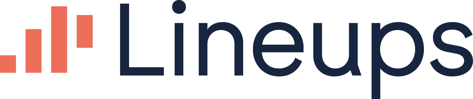 Lineups logo with orange bar-chart icon and gray wordmark