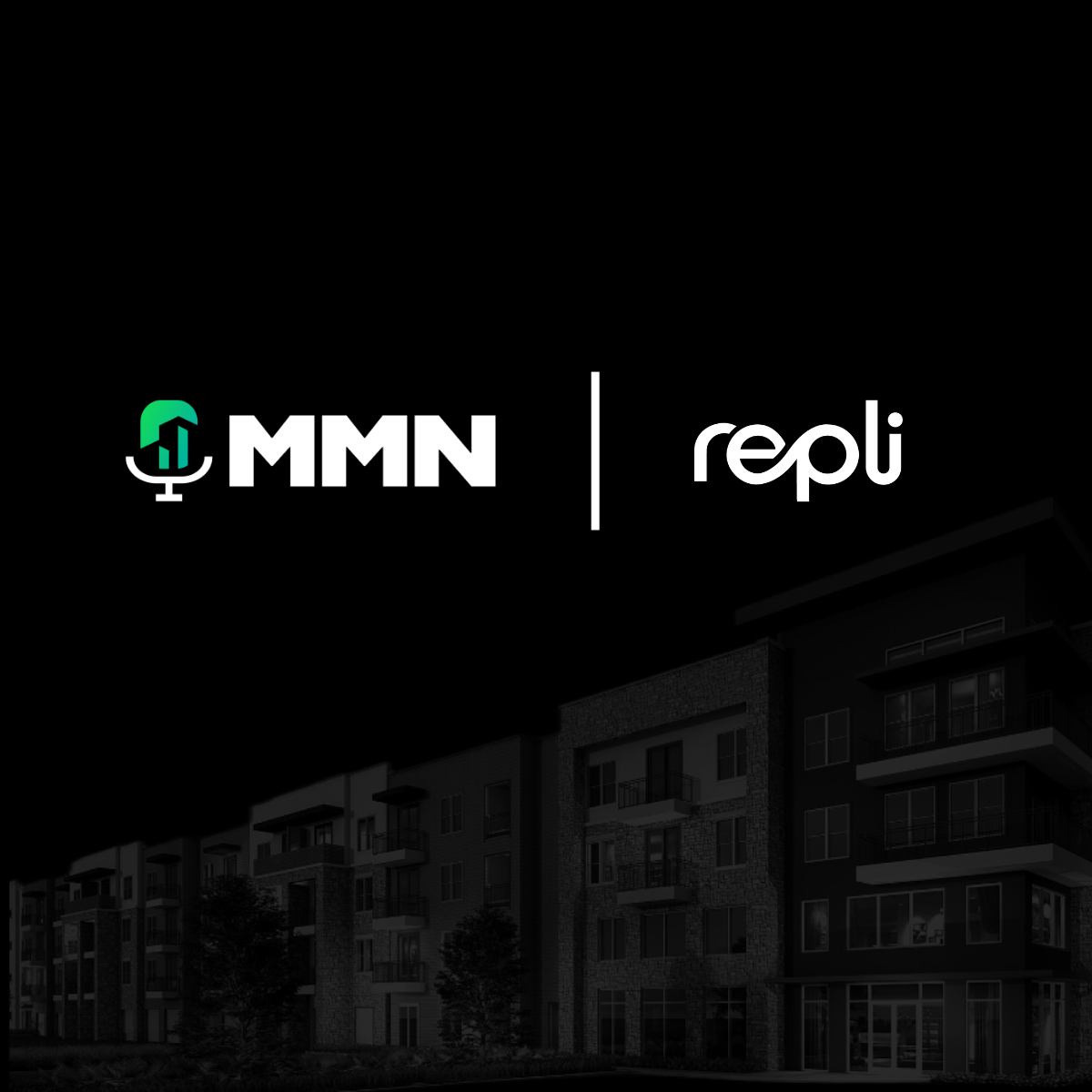 white MMN and repli logos  with black background