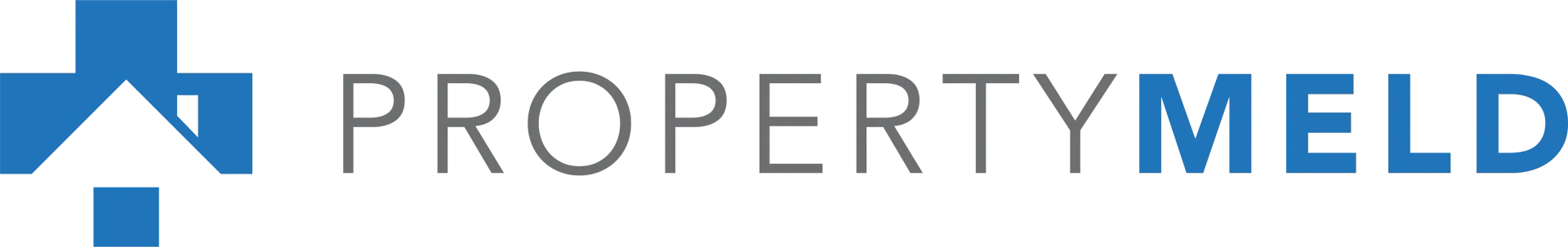 PropertyMeld logo with blue house icon and gray-blue text on white background
