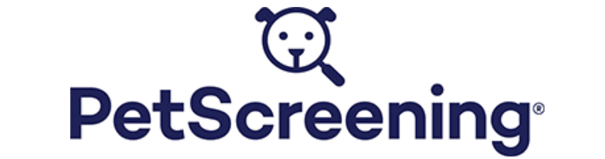 PetScreening logo in dark blue with a stylized pet face icon above the text