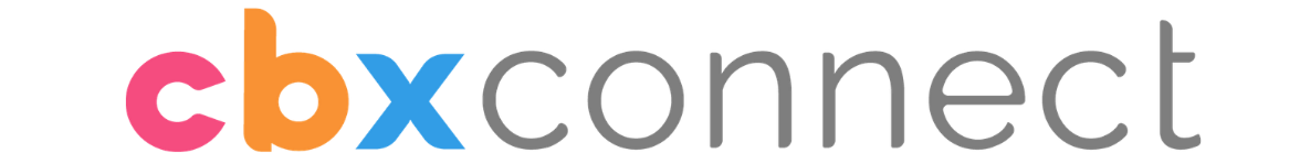 Cbxconnect logo in orange, pink, and gray text
