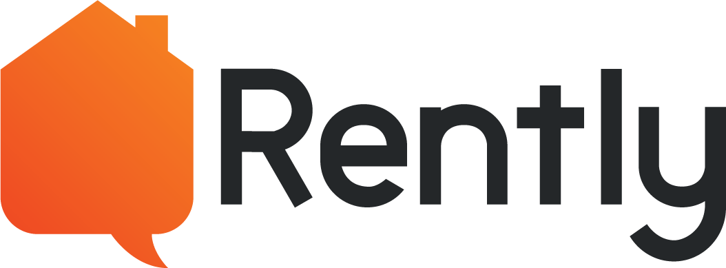Rently logo with orange house icon and black wordmark