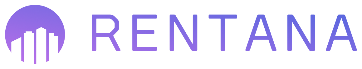 Rentana logo with purple icon and text on a white background