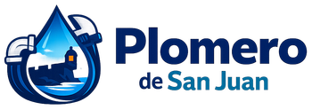 Logo blue de Plomero de San Juan con gota de agua y llave inglesa