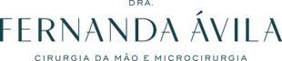Logo: "Dra. Fernanda Ávila, Cirurgia da Mão e Microcirurgia" in teal and white.