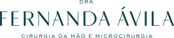 Logo: "Dra. Fernanda Ávila, Cirurgia da Mão e Microcirurgia" in teal and white.