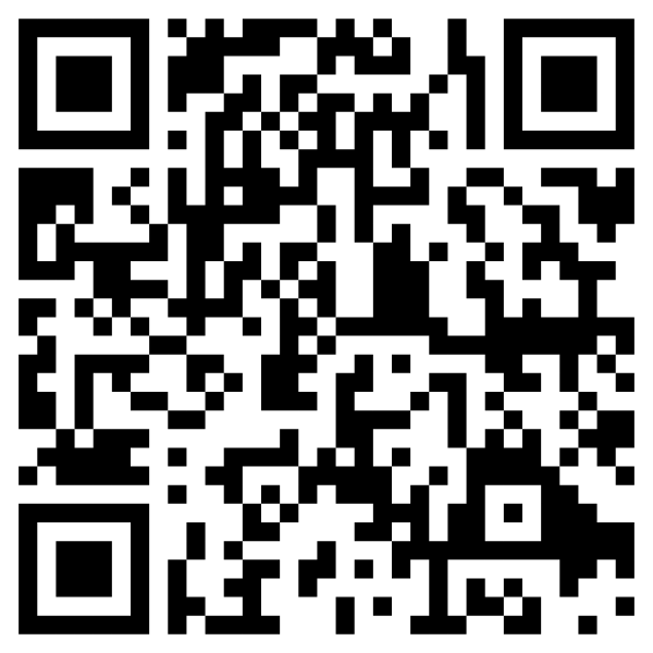 Black-and-white QR code centered on a white background