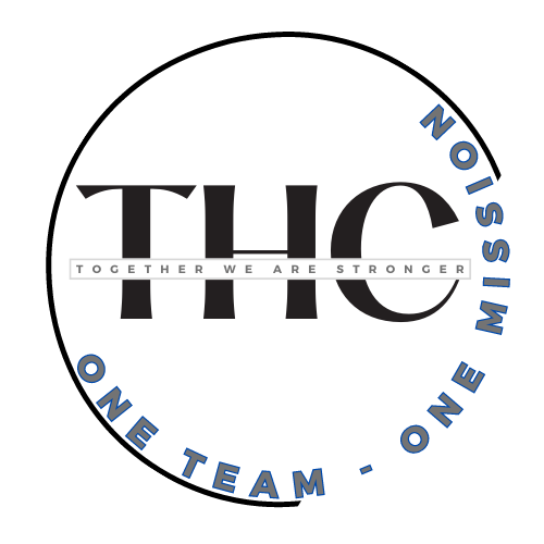 A logo for thc one team together we are stronger