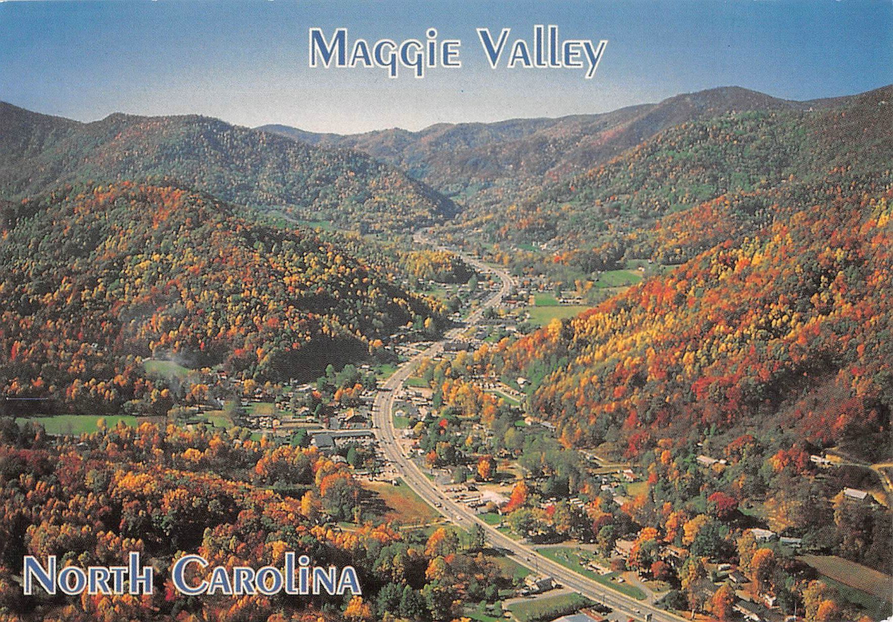 Aerial view of the Maggie Valley NC area below Cataloochee Ski Area