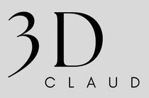 3D CLAUD-logo in zwarte schreefletters op een crèmekleurige achtergrond