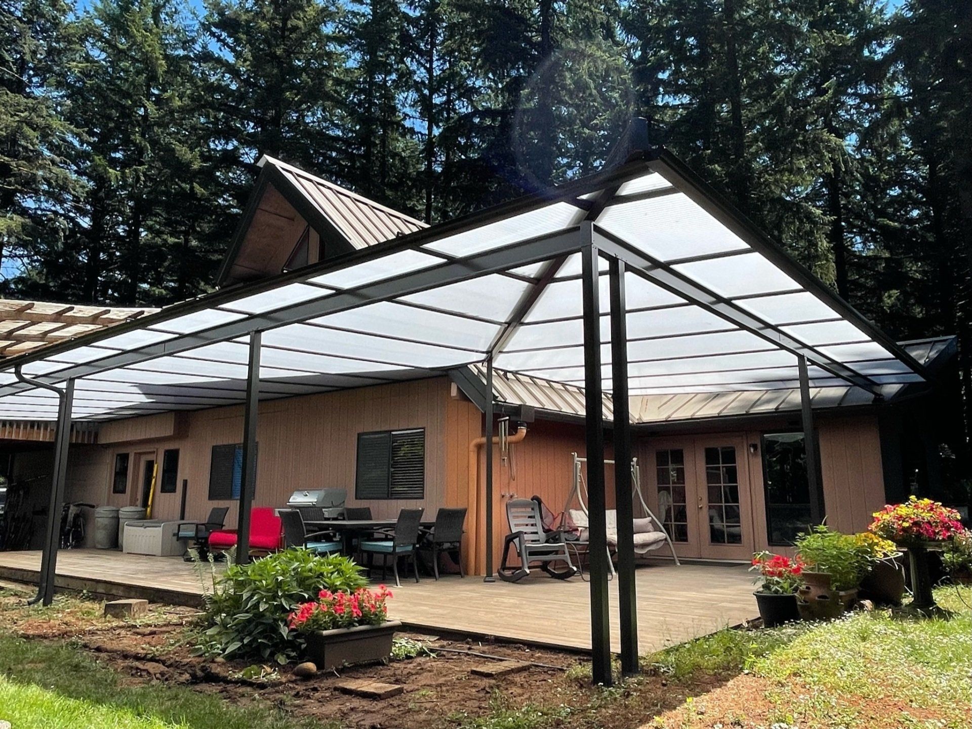 Local Patio Cover Contractor  in Portland with White Frame and Acylite Acrylic Roof - Installed by Crown Patio Covers