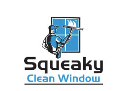 Logo: Person cleaning a window with a squeegee, 