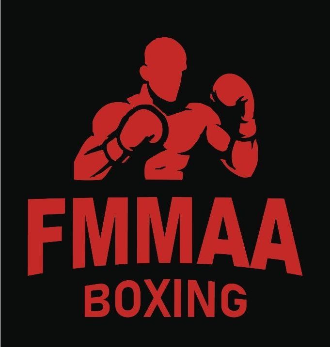 Red silhouette of a boxer in a fighting stance over 