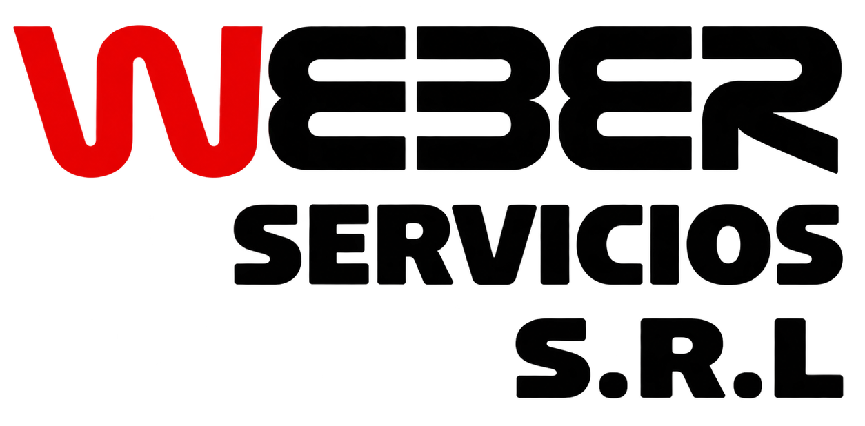 Logotipo de WEBER SERVICIOS S.R.L. en rojo, negro y blanco