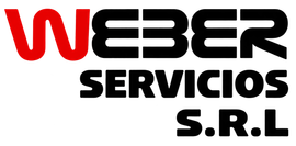 Logotipo de WEBER SERVICIOS S.R.L. con texto rojo y negro sobre fondo blanco