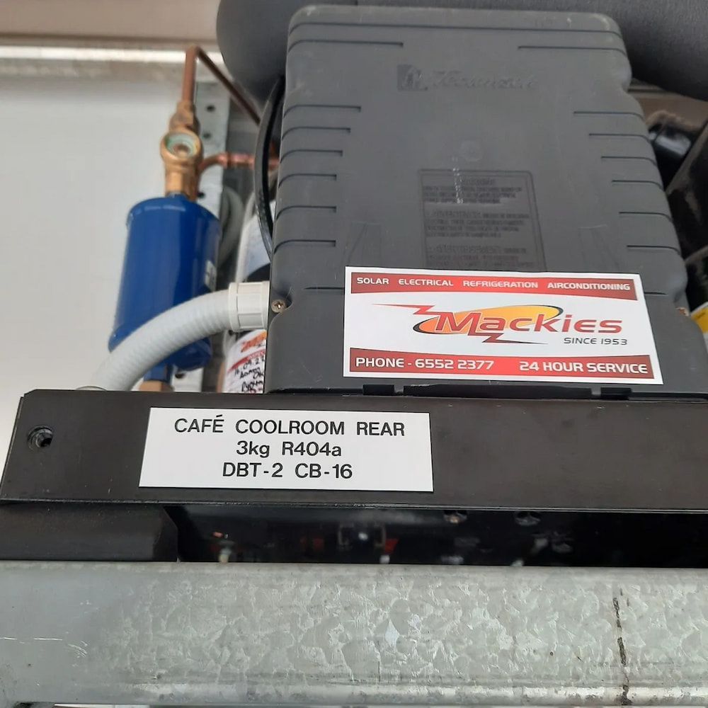 Close-up Of A Refrigeration Unit. Labelled 