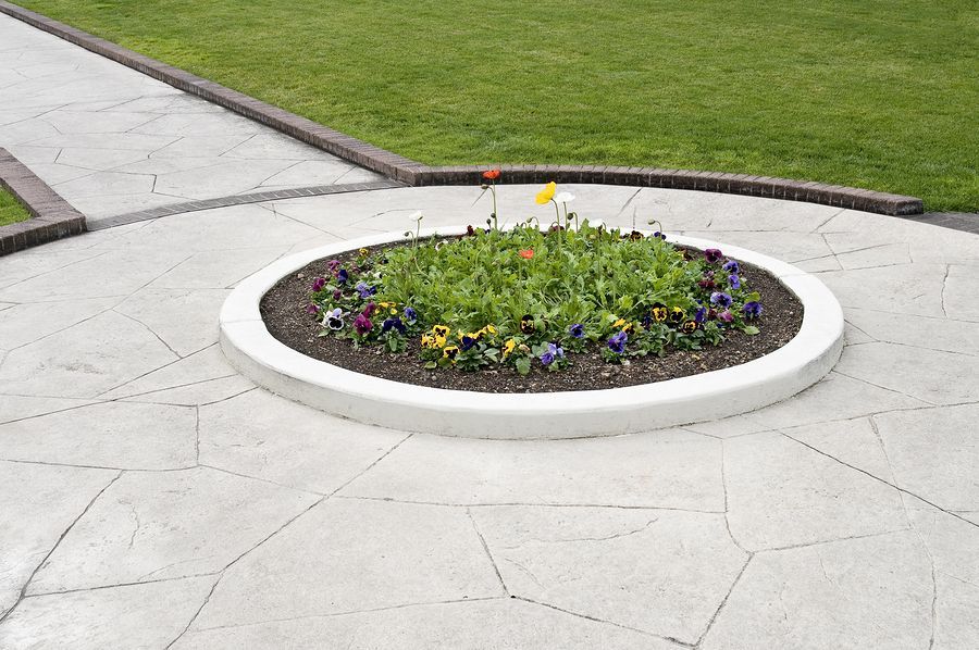 A stamped concrete patio