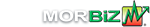 Logo for Morbiz, featuring green and white text, with a rising graph icon.