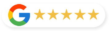 Google logo with five gold stars, indicating a 5-star rating.